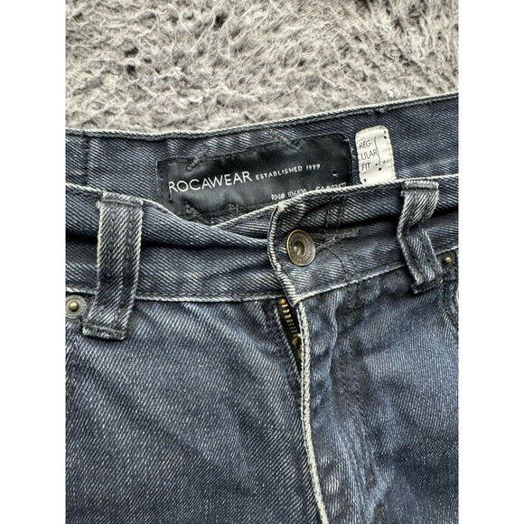 Vintage Y2K Rocawear Baggy Straight Fit Denim Jeans Dark Blue Mens Size 36‎ - Picture 11 of 16